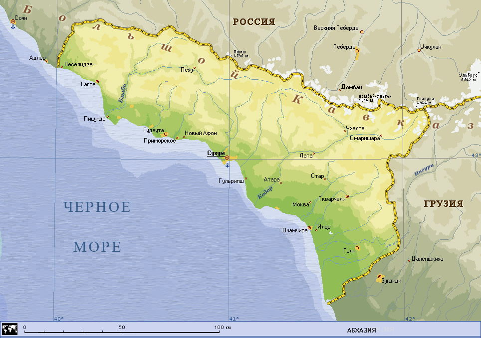 Граница россия абхазия где. Карта Абхазии побережье черного. Столица Абхазии на карте. Берег Абхазии на карте черного моря.