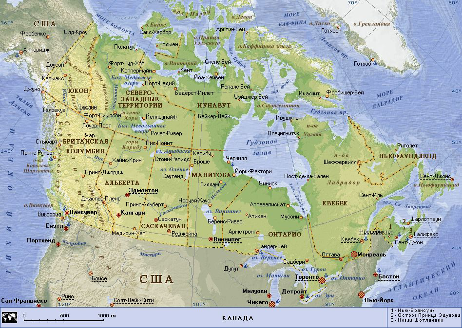 Канадский на карте северной америки. Карта США И Канады. Острова Канады на карте.